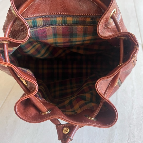 Marino Orlandi Cognac Leather Drawstring Bucket Sling Bag Backpack - Picture 12 of 16